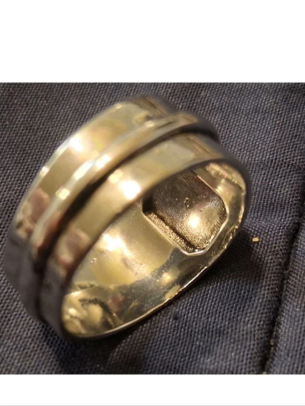 Silver Moonstone Rectangular Statement Ring - Stainless Steel Size 12